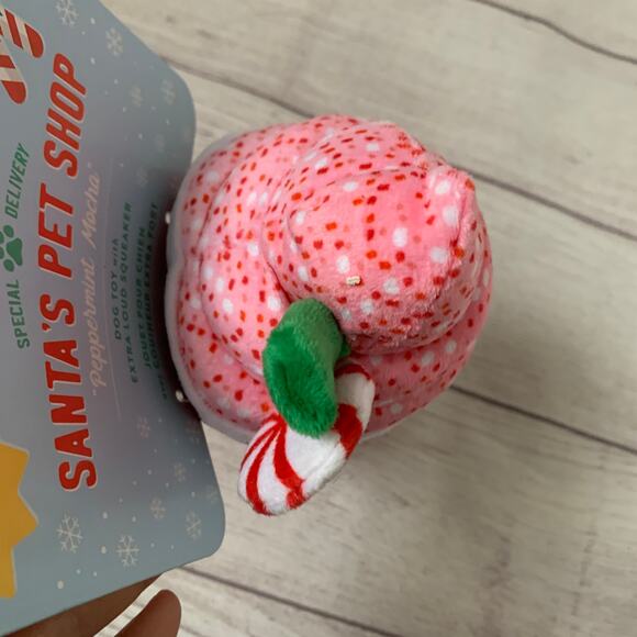 Fringe Dog Toy with Squeaker Peppermint Mocha Christmas Chew Fetch Crinkle 8"L - Picture 16 of 16